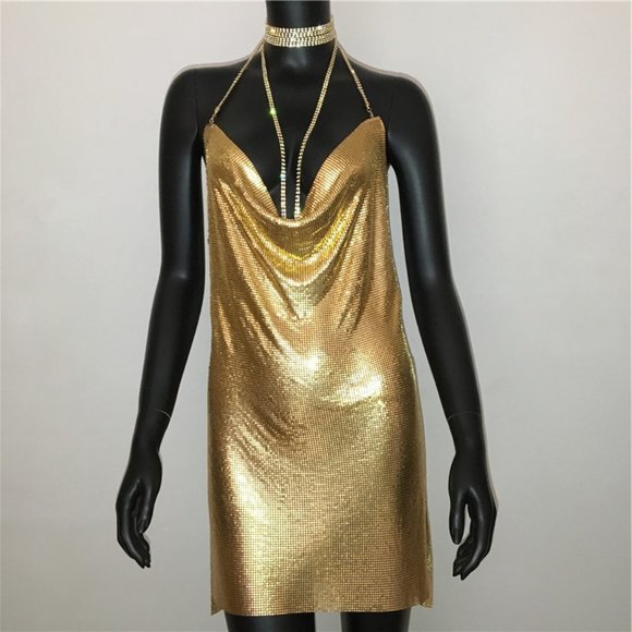 Gold Dress Chainmail Halter - Picture 5 of 7